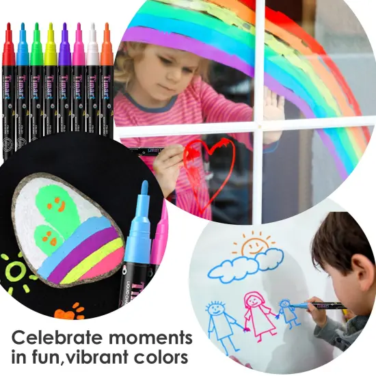 8 PackExtra Fine Tip Chalk Markers (1mm Point), Liquid Chalk Pens - Dry Erase Marker Pens for Blackboard, Chalkboards, Windows, Glass, Bistro, Cars, Signs, Chalkboard Labels Included {4}