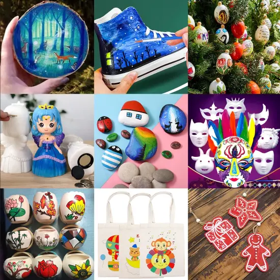 90 Pieces Washable Paint Set for Kids Arts and Crafts, Classroom Painting Supplies, 6 Acrylic Paint Sets of 12 Colors, Mixing Palette, Brushes {5}