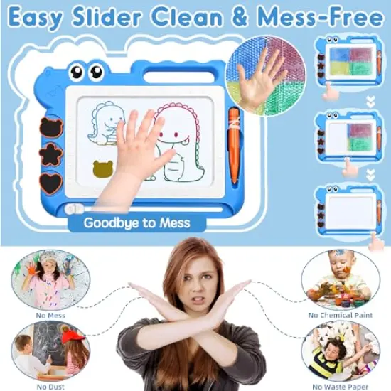 Magnetic Drawing Board Toddler Toys Gift for 2 3 Year Old Girls Boys, Sketch Writing Doodle Pad Age 2-4 Travel Games, Educational Learning Kids Toys for Toddlers Birthday (Blue) {5}