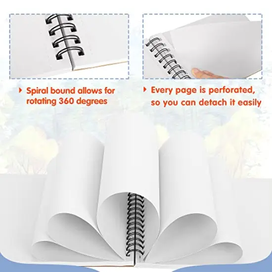 80 Sheets (68 lb/100gsm) Sketchbook | Top Spiral Bound Artist Sketch Pad | Acid Free Drawing Pad | Ideal for Kids, Beginners, Artists & Painters | Bright White {5}