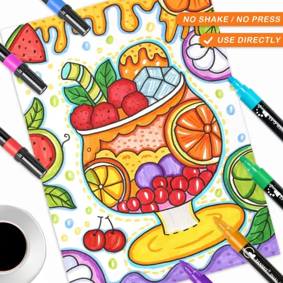 Acrylic Paint Pens Markers, 24 Colors Dual Tip Acrylic Paint Pens for Rock Painting, Wood, Canvas, Stone, Glass, Ceramic Surfaces, DIY Crafts Making Art Supplies (Round Tip and Fine Tip) {5}