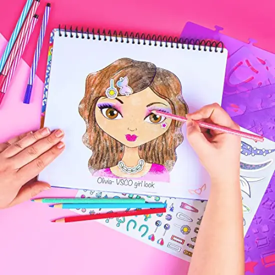 Make-up & Hair Design Sketch Portfolio (11452) Sketchbook for Beginners, Sketchbook with Stencils and Stickers for Ages 6 and Up {6}