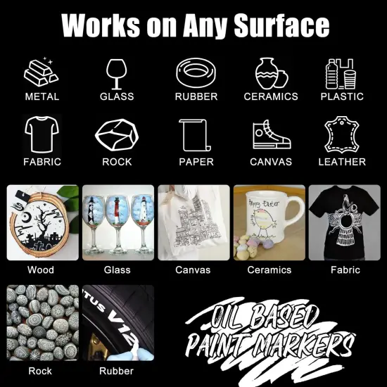 8 Pack White Paint Marker - Dual Tip Oil Based White Permanent Markers,Extra Fine Tip & Medium Fine Tip(0.7mm & 3mm),Quick Drying, Waterproof, Marker Pen for Fabric, Easter Egg, Glass {6}