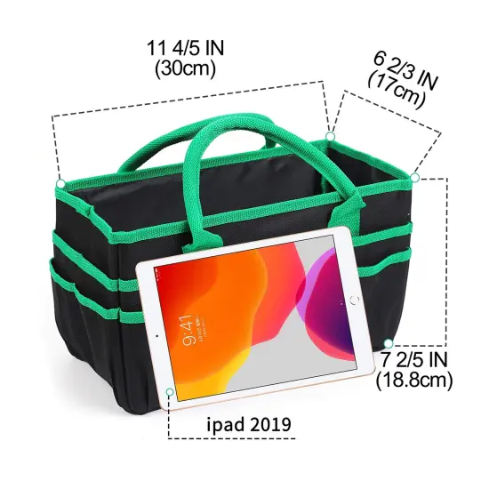 Craft and Art Organizer Tote Bag - 600D Green Nylon Fabric Art Caddy with Pockets - for Art, Craft, Sewing, Medical, and Office Supplies Storage {6}