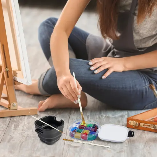 16 Well Empty Paint Organizer with Airtight Preservation, Each Cell Holds Up to 8ml of Paint Color for Easy Transportation, Small Lid Palette for Watercolor Gouache Acrylic Paint (Black) {3}