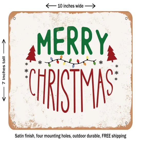 DECORATIVE METAL SIGN - Merry Christmas4 - Vintage Rusty Look {1}