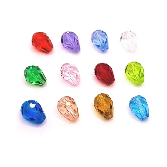 12 or 60 Pieces: 6x8 mm Teardrop Imitation Crystal Birthstone Bead Set {3}