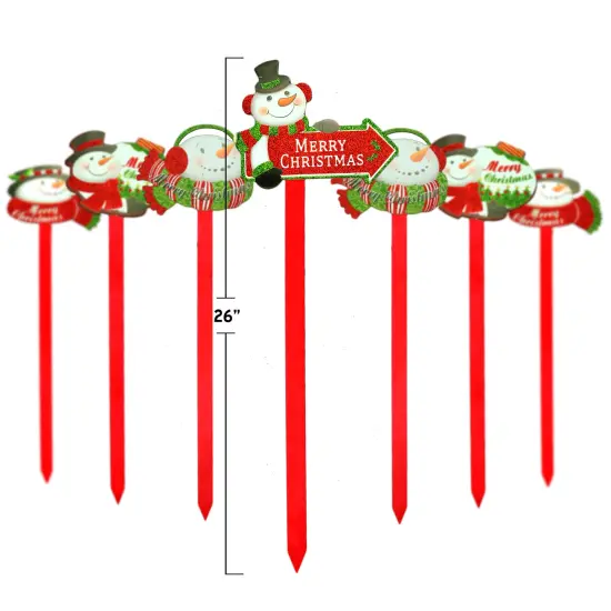 Big Mo's Toys Yard Stakes - Christmas Holiday Glittered Snowman Decorations Outdoor Lawn Signs Display Stakes For Christmas - Lot of 8 {3}