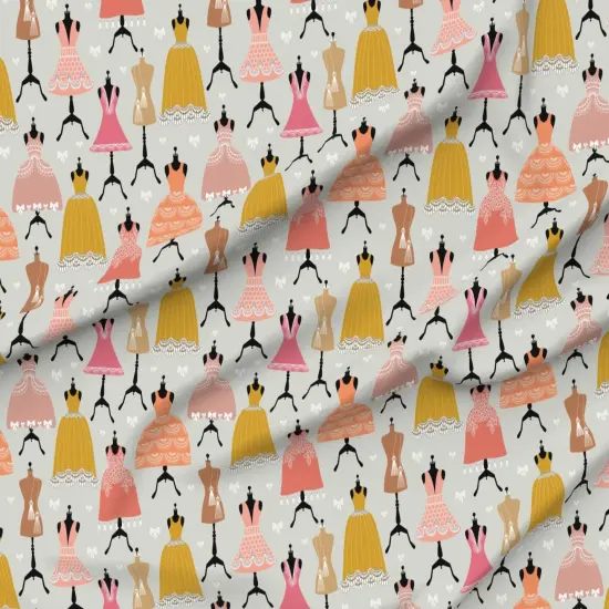 Various Fabrics by the Yard or Fat Quarter Dress Form Fashion Pretty Bows Pink Dresses Ties Sewing Custom Printed Fabric by Spoonflower {6}