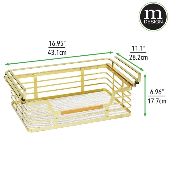 mDesign Metal Kitchen Under Shelf Storage Baskets - 2 Pack {2}
