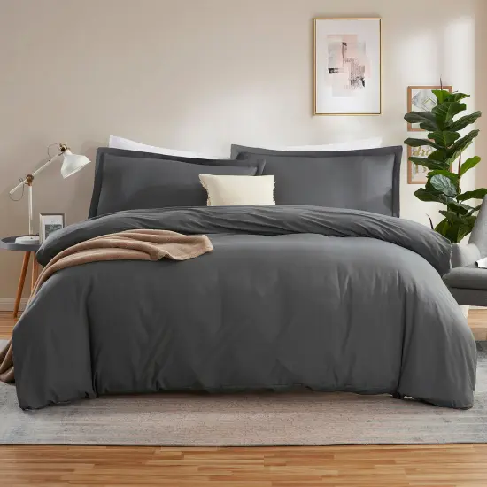 Nestl Double Brushed Microfiber Duvet Cover Set Gray {1}