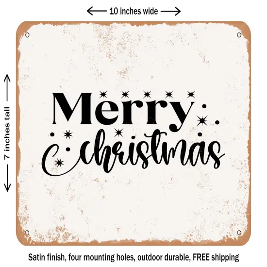 DECORATIVE METAL SIGN - Merry Christmas - 2 - Vintage Rusty Look {1}