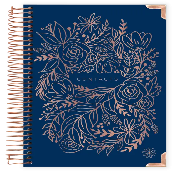 bloom daily planners Contact Book, 6" x 8.25", Navy Embroidery {1}