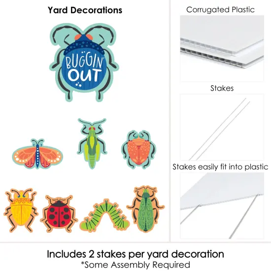 Big Dot of Happiness Buggin' Out - Yard Sign and Outdoor Lawn Decorations - Bugs Birthday Party Yard Signs - Set of 8 {6}