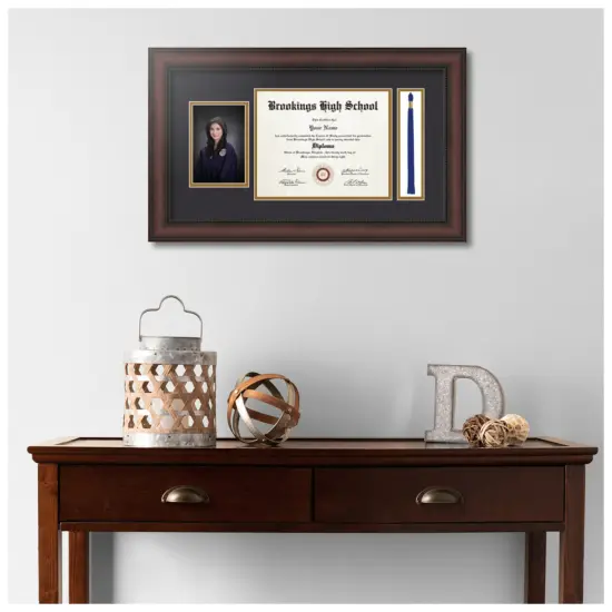 ArtToFrames 8x10 inch Diploma Frame with 4x6 Inch Image Opening and Tassel Opening - Framed with Black and Gold Mats, Comes with Regular Acrylic and Sawtooth Hanger for Wall Hanging (DIT-8x10) {2}