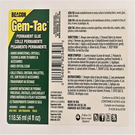 Beacon GT4D Gem-Tac Permanent Adhesive, 4-Ounce (Standart Retail Packing) {5}