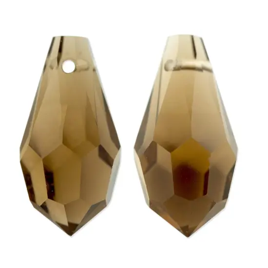 Preciosa Crystal 984 Drop Pendant 18x9mm Smoked Topaz (Package of 5) {1}