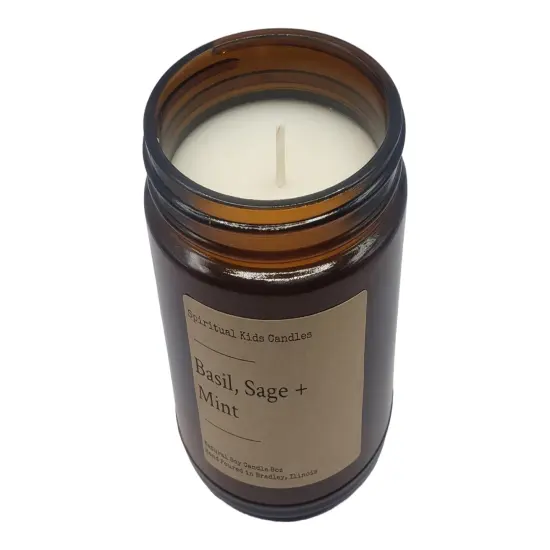 Basil, Sage & Mint Soy Candle 8oz 35-40 Hour Hand Poured with All Natural Soy Wax and Fragrant/ Essential Oils! {4}