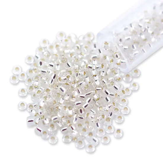 Miyuki Round Rocaille Seed Bead 11/0 Silver Lined Crystal {1}