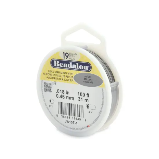 Beadalon Wire .018" 100ft Bright Silver Color 19 Strand {1}