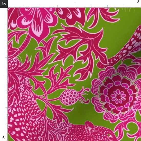 Various Fabrics by the Yard or Fat Quarter Chinoiserie Maximalist Chintz Cheetah Jungle Hot Pink Bright Neon Custom Printed Fabric by Spoonflower {4}