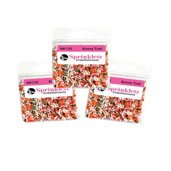 Buttons Galore Sprinkletz Embellishments for Crafts, Tiny Polymer Clay Shapes & Unique Designs - Bunny Trail - 3 Pack {1}