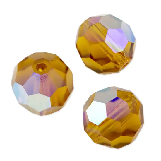 Preciosa Crystal Round Bead 4mm Topaz AB (Package of 20) {1}