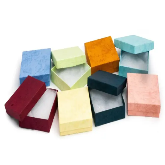 Multi Pastel Color Jewelry Gift Packaging Cotton Filled Box 3" x 3" (Package of 100) {1}