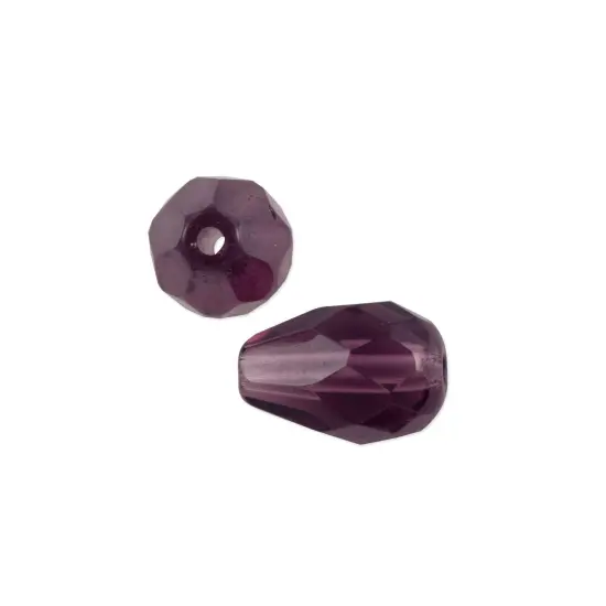 Czech Fire Polished Glass Teardrop Shaped Beads 10x7mm Amethyst (Package of 10) {1}
