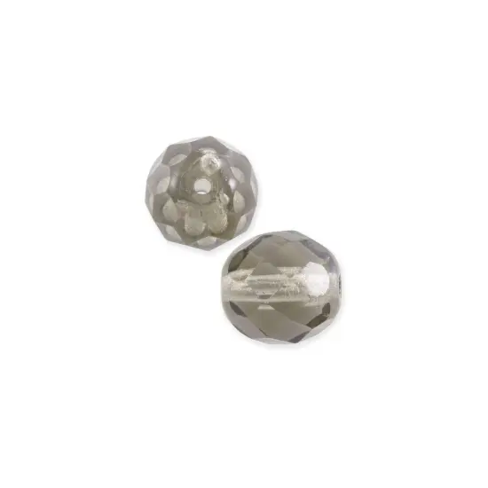Czech Fire Polished Glass Round Beads 6mm Black Diamond (Package of 10) {1}