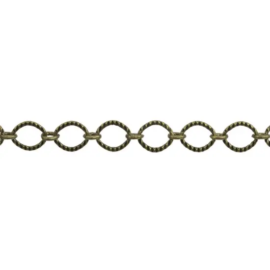 JewelrySupply 9x6mm Antique Brass Plated Textured Long and Short Chain (Priced per Foot) {1}
