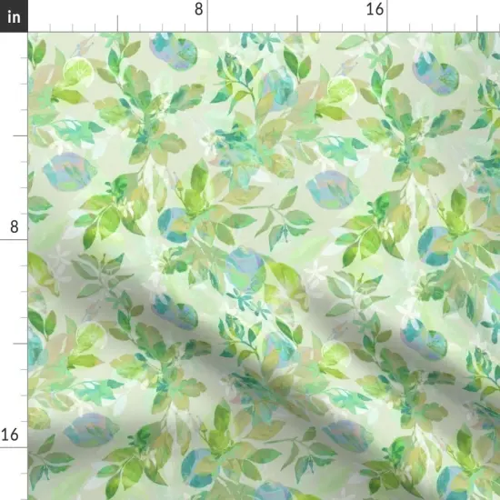 Various Fabrics by the Yard or Fat Quarter Lemon Green Blue Yellow Nature Citrus Leaves Custom Printed Fabric by Spoonflower {2}