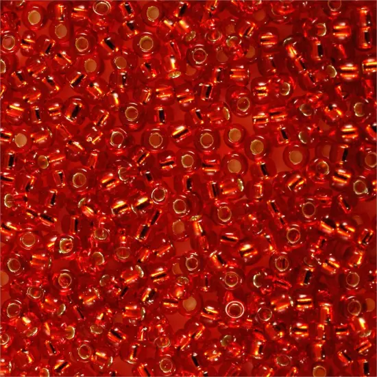 Miyuki Round Rocaille Seed Bead 15/0 Silver Lined Cherry Red {3}