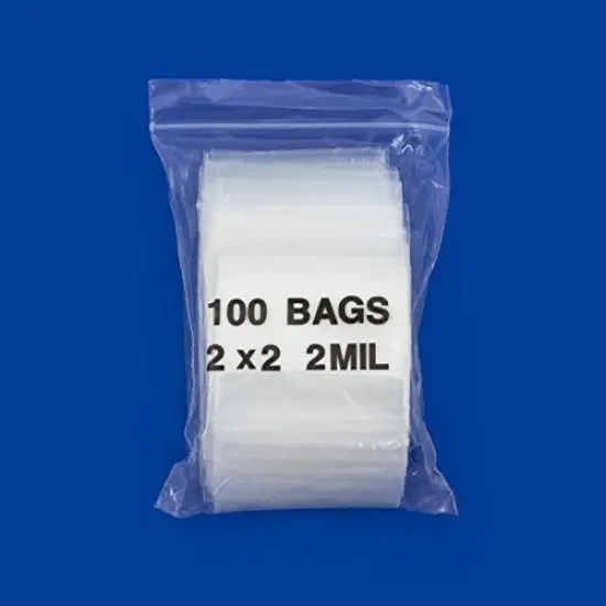 Clear Plastic Reclosable Zipper Bags 2x2 W/White Block (Package of 100) {3}