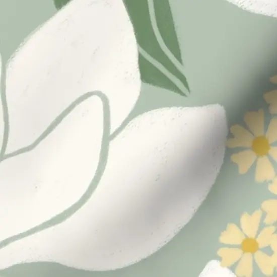 Various Fabrics by the Yard or Fat Quarter Oversized Floral Large Scale Sage Green Soft Mustard Southern Summer Flowers Custom Printed Fabric by Spoonflower {7}