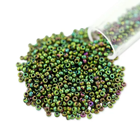 Miyuki Round Rocaille Seed Bead 15/0 Metallic Dark Green {1}