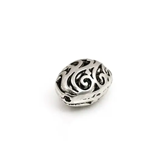 Teardrop Pewter Filgree Puff Bead 17x13mm {2}
