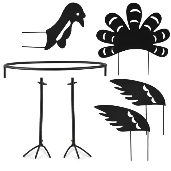 Ornativity Turkey Design Pumpkin Holder - Metal Outdoor Yard Ornament Thanksgiving Garden Decorative Autumn Porch Prop - 1 Set {2}