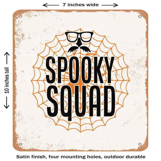 DECORATIVE METAL SIGN - Spooky Squad - 5 - Vintage Rusty Look {1}