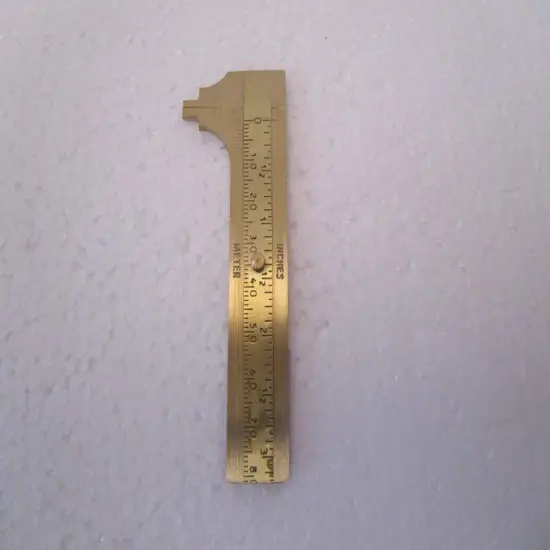 Mini Brass Pocket Ruler Handy Sliding Gauge Brass Vernier Caliper Ruler Measuring Tool Double Scales mm/inch : {2}