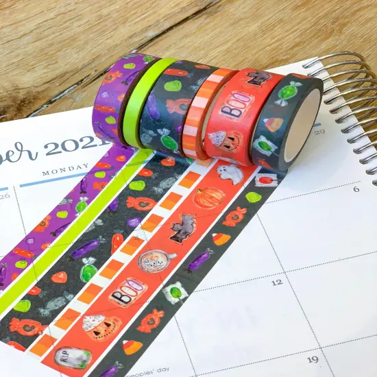 Halloween Candy Orange & Black Treats Washi Tape Set (#W018) {4}