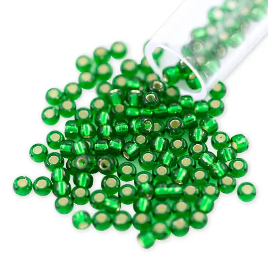 Miyuki Round Rocaille Seed Bead 8/0 Silver Lined Kelly Green {1}