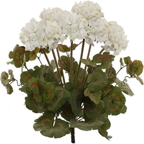 18" White Geranium Flower Bushes - Set of 4, Lifelike Artificial Blooms, Perfect for Home, Garden & Patio D&eacute;cor - Spring & Summer Accent, Floral Home by Artificial Flowers {1}