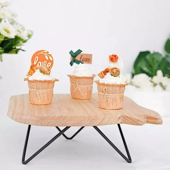 12" BLACK BROWN Square Natural Wooden CAKE Dessert STAND {4}