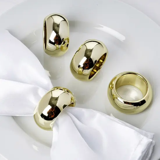 12-Pieces Acrylic Napkin Rings Set Gold {4}