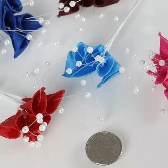 72 pcs Fuchsia Faux Pearl Lilies Flowers Wedding Party Kids {3}