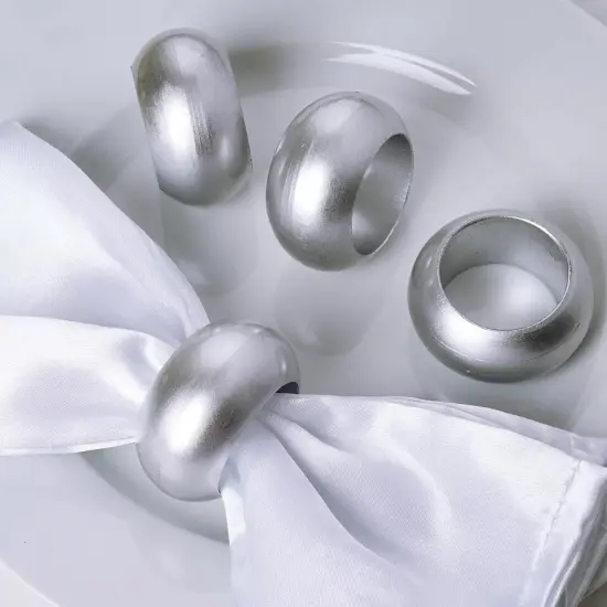12-Pieces Acrylic Napkin Rings Set Silver {2}