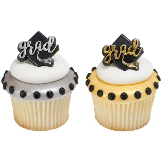 Graduation Gold and Silver Hat Cupcake Cake Pics - set of 12 {1}
