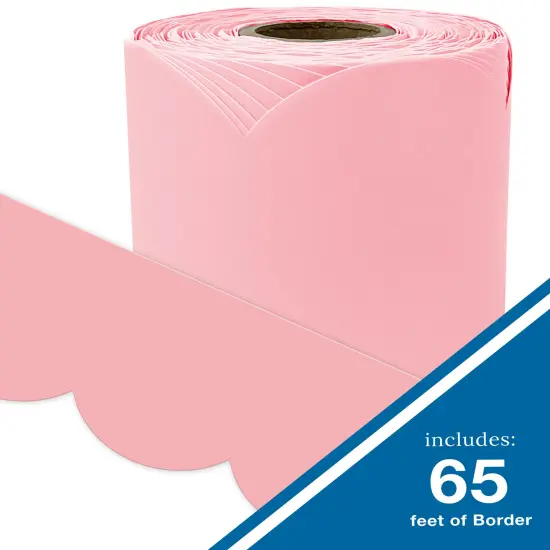 Carson Dellosa 65Ft of Dusty Rose Bulletin Board Borders, 1 Roll of Pink Scalloped Trim for Rolling Whiteboard, Cork and Posterboard, Party, Easter, Spring Decorations, and Classroom Decor {2}