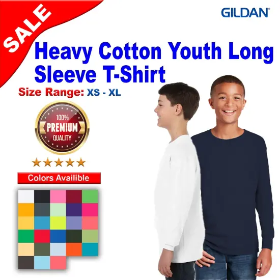 GILDAN&reg; Heavy Cotton Youth Crewneck Long Sleeve T-Shirt Forest green {2}